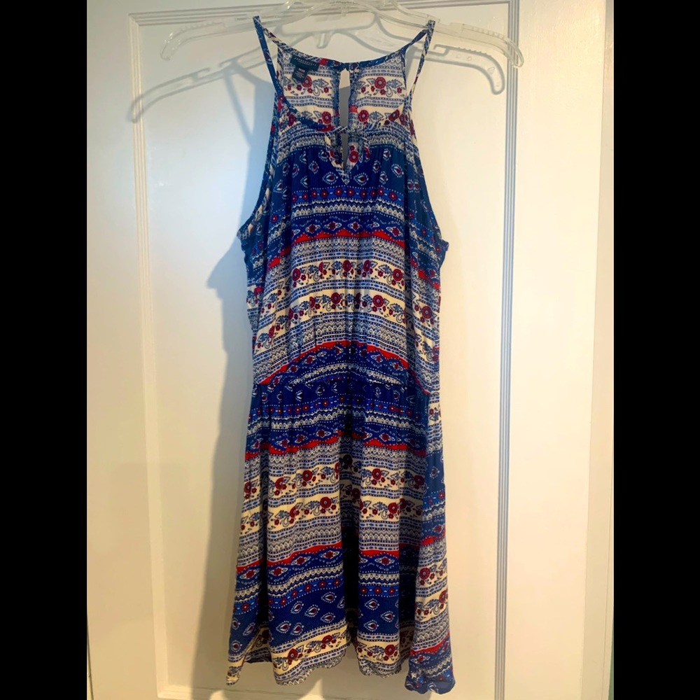 Blue & red printed dress